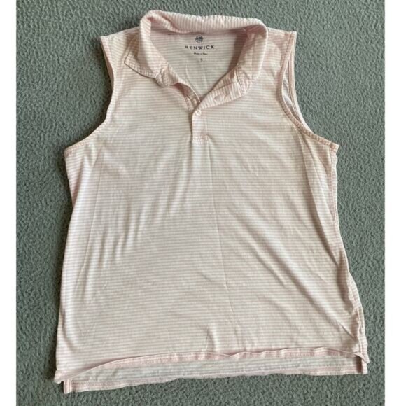 Renwick Tank Top Small Sleeveless Polo Striped Pink White Light Golf Prep Active - Picture 1 of 11